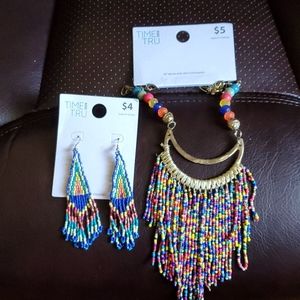 Beaded necklace & earring set